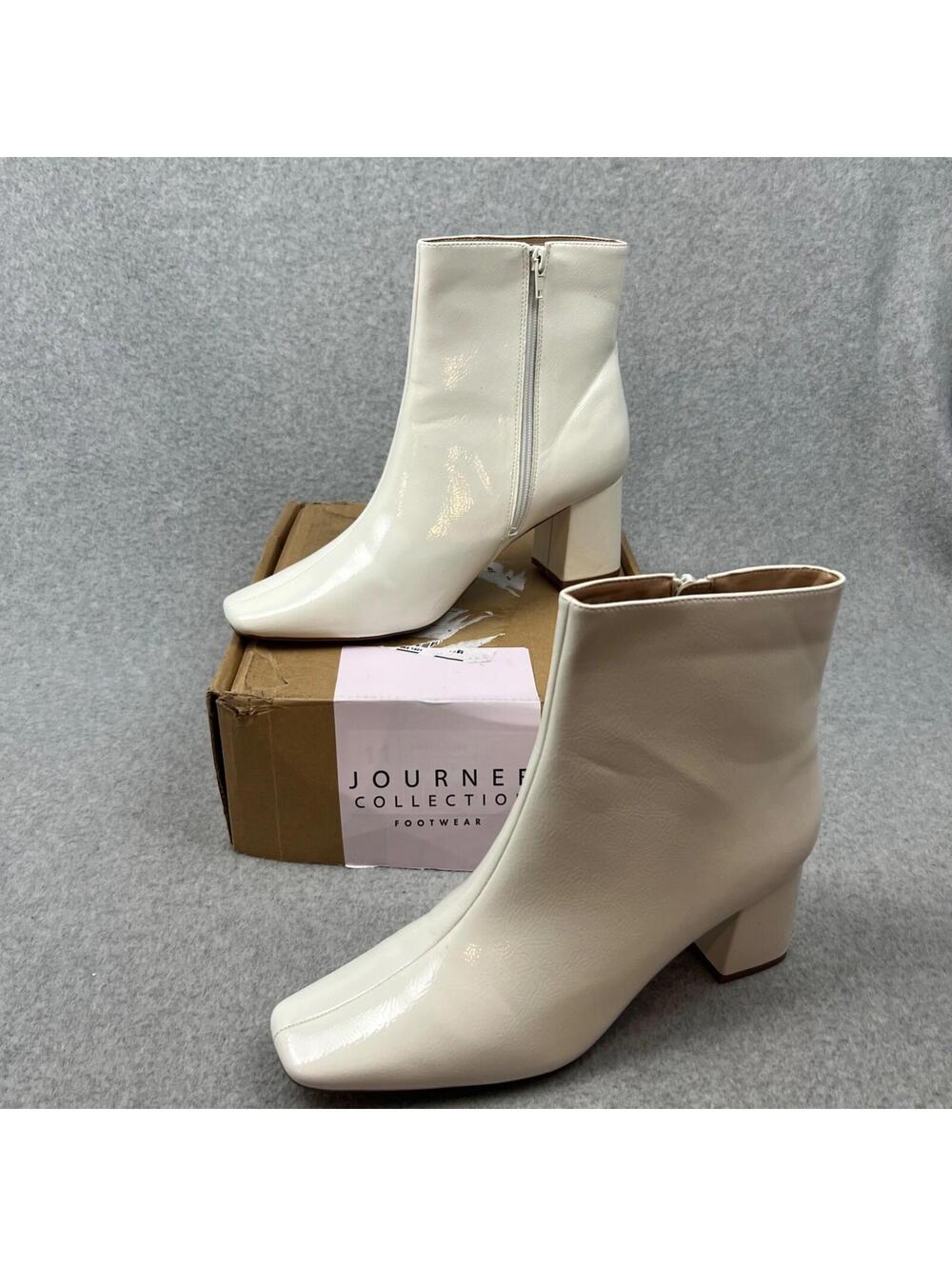 Journee Collection Womens Square Toe Ankle Boots Size 11 Faux Leather Block Heel
